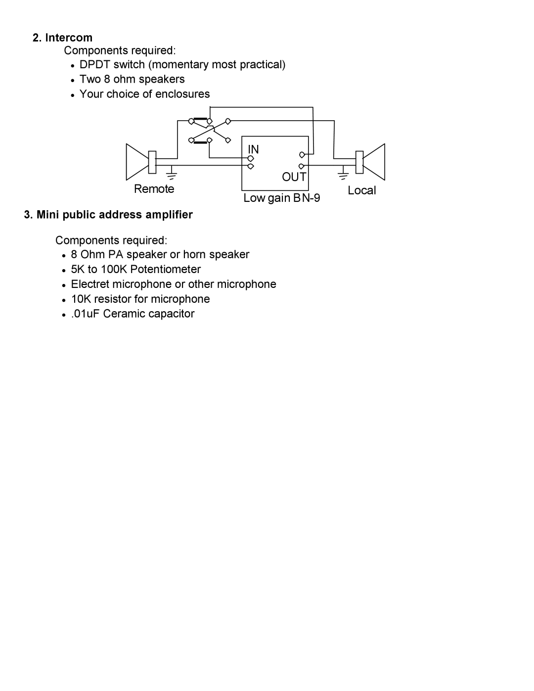 Ramsey Electronics BN9, 2 1/2 Watt Super Sleuth Audio Amplifier manual Remote 