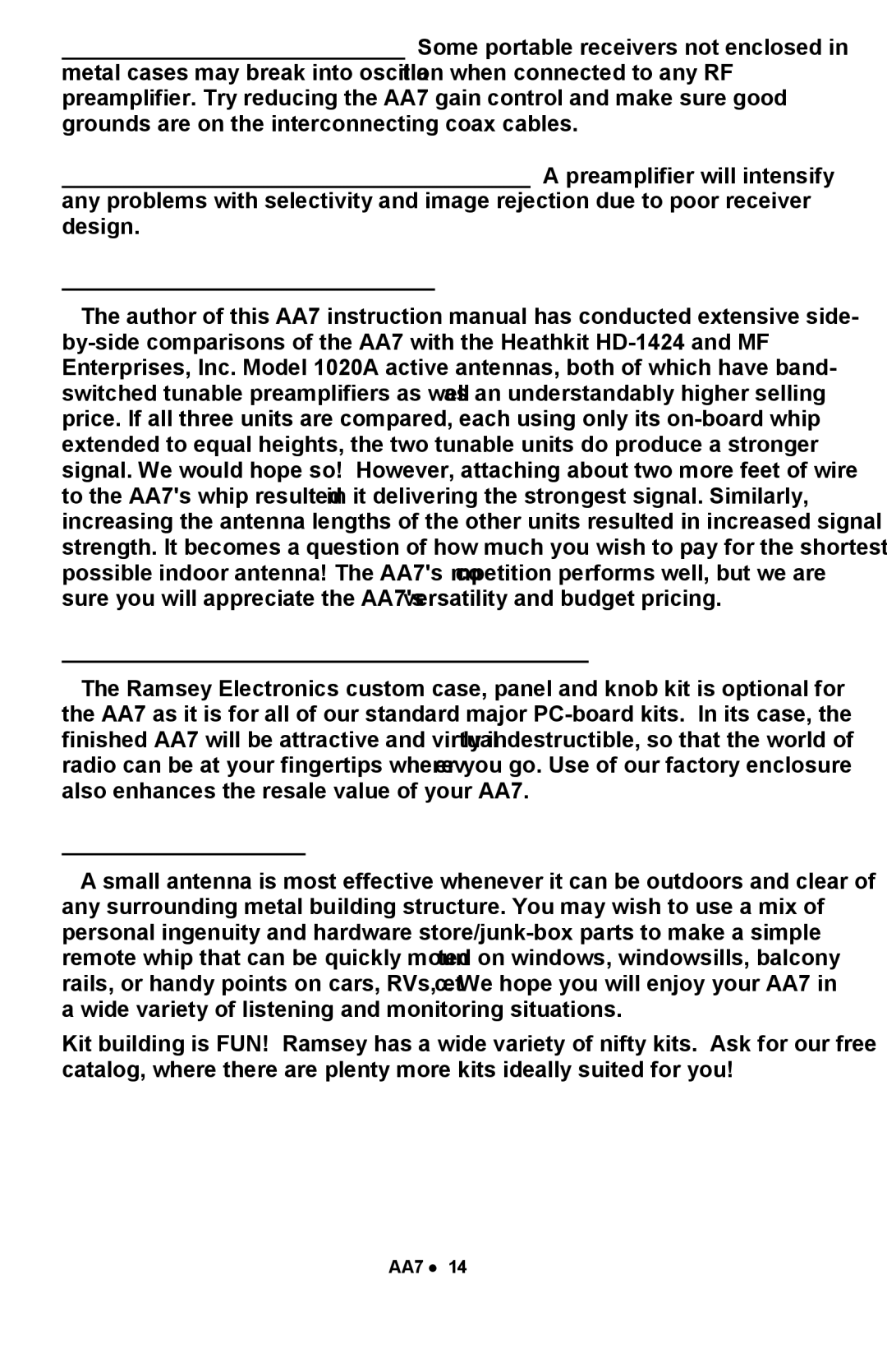 Ramsey Electronics AA7 manual Final Suggestion 