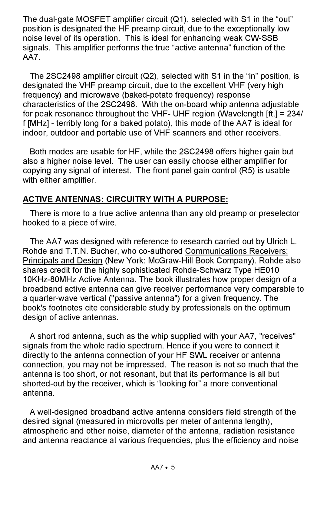 Ramsey Electronics AA7 manual Active Antennas Circuitry with a Purpose 