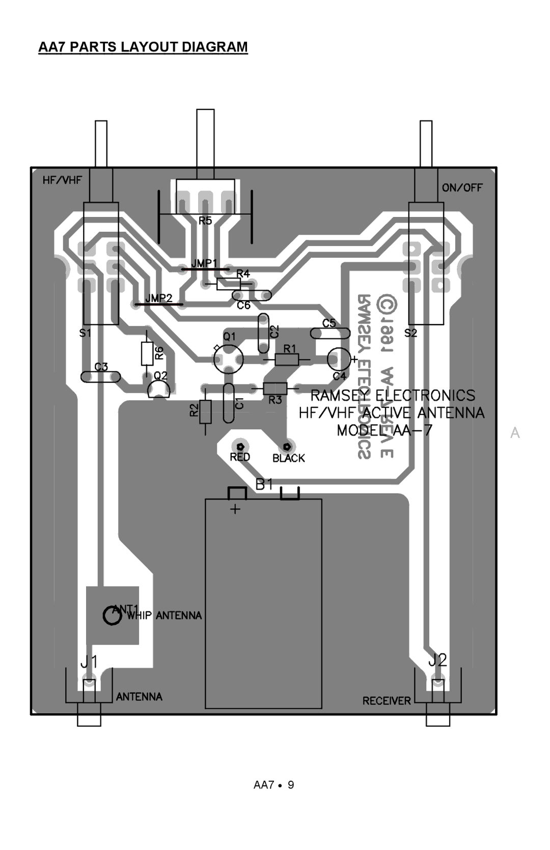 Ramsey Electronics manual AA7 Parts Layout Diagram 