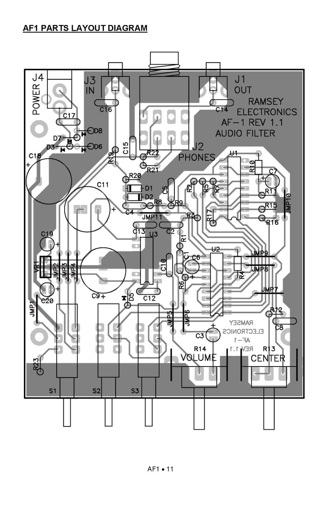 Ramsey Electronics manual AF1 Parts Layout Diagram 