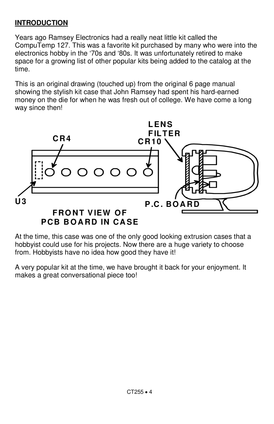 Ramsey Electronics CT255 manual CB B OA RD in CA SE, Introduction 