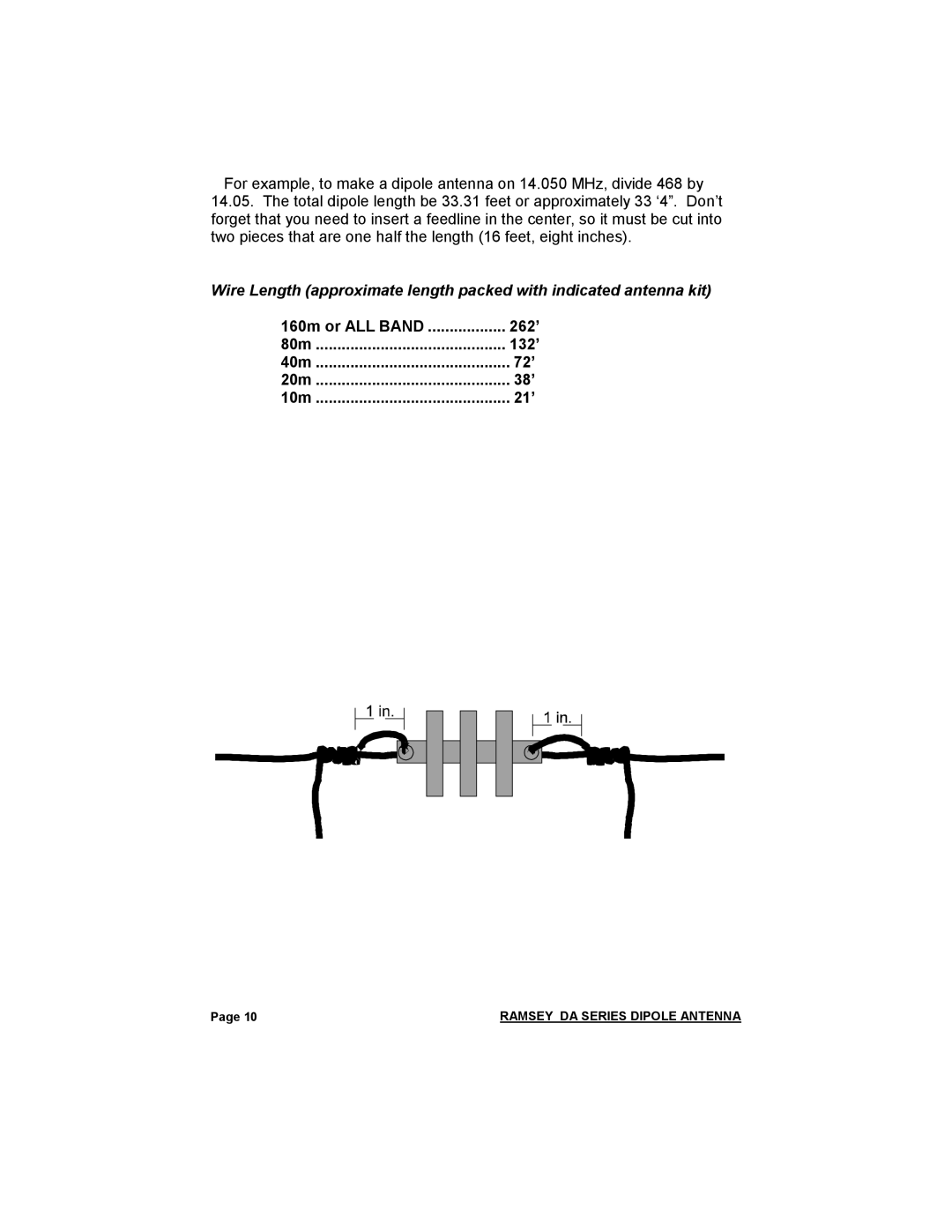 Ramsey Electronics DA-1 manual 160m or ALL Band 262’ 