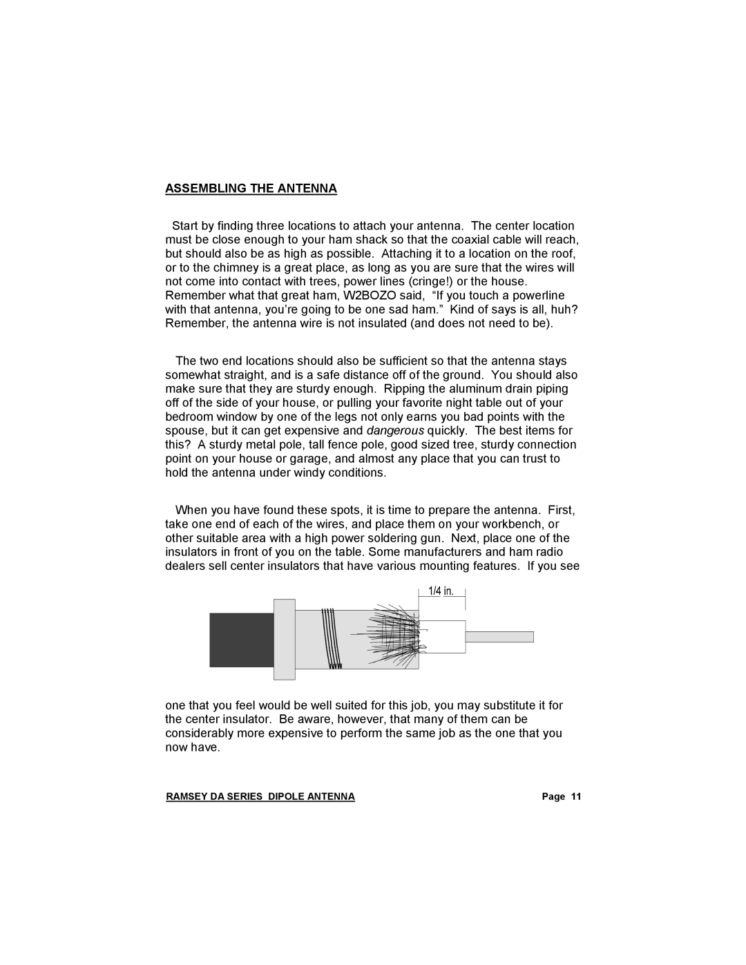 Ramsey Electronics DA-1 manual Assembling the Antenna 