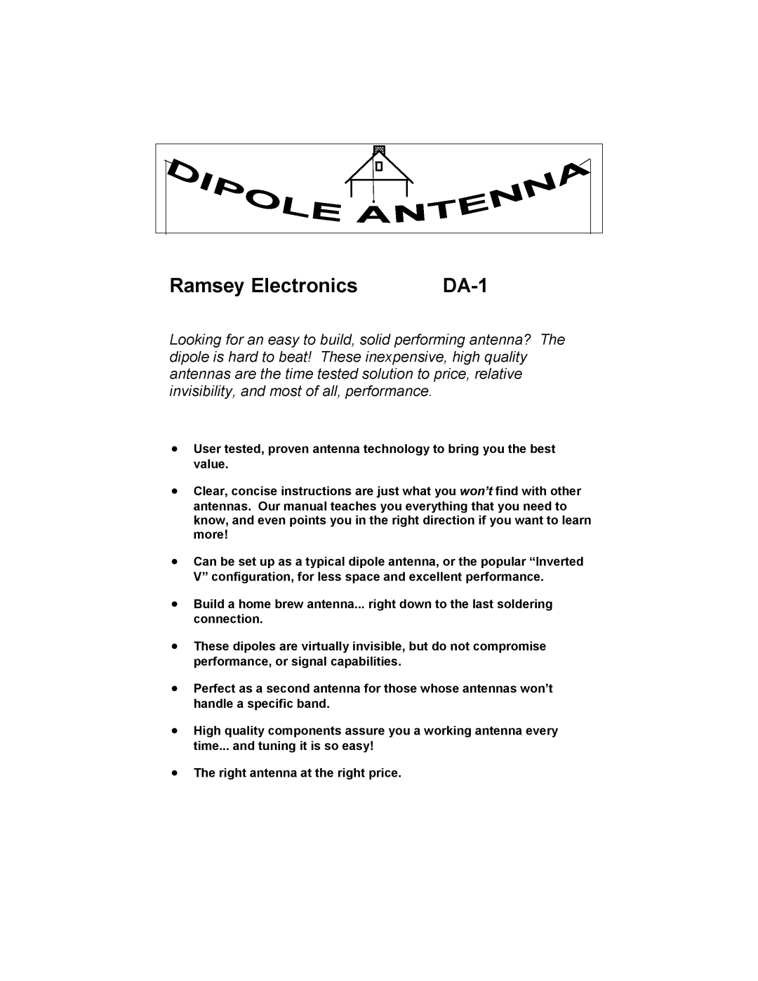 Ramsey Electronics DA-1 manual Ramsey Electronics 