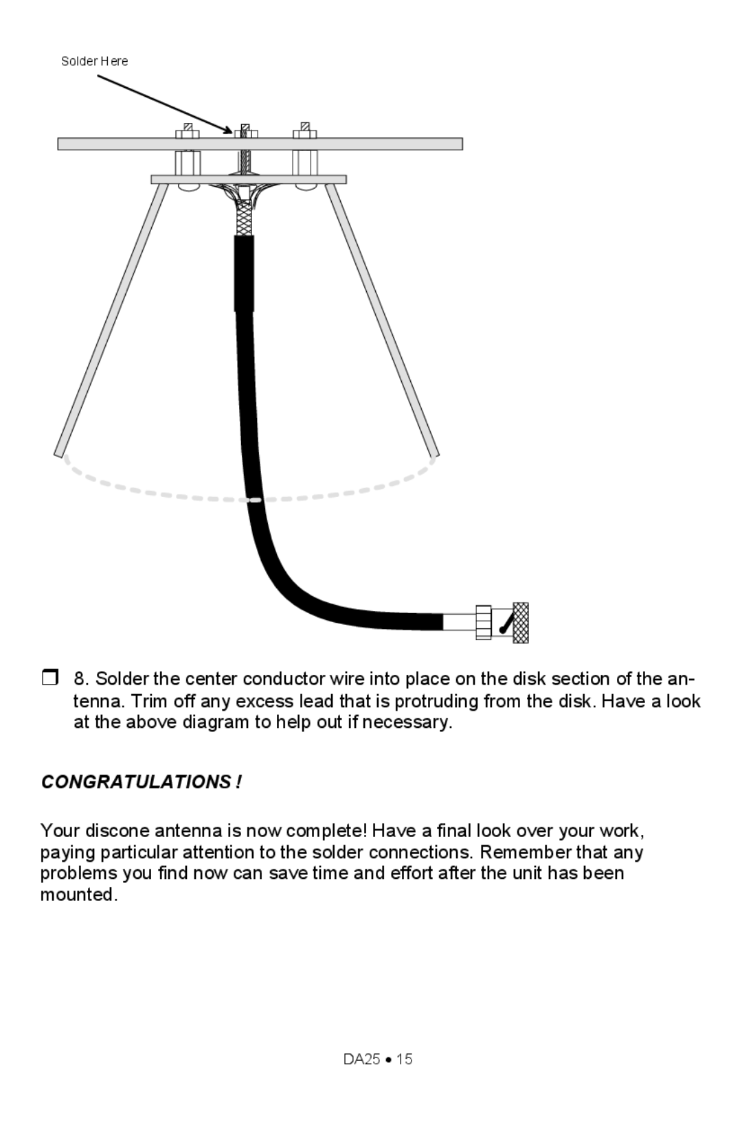 Ramsey Electronics DA25 manual Congratulations 