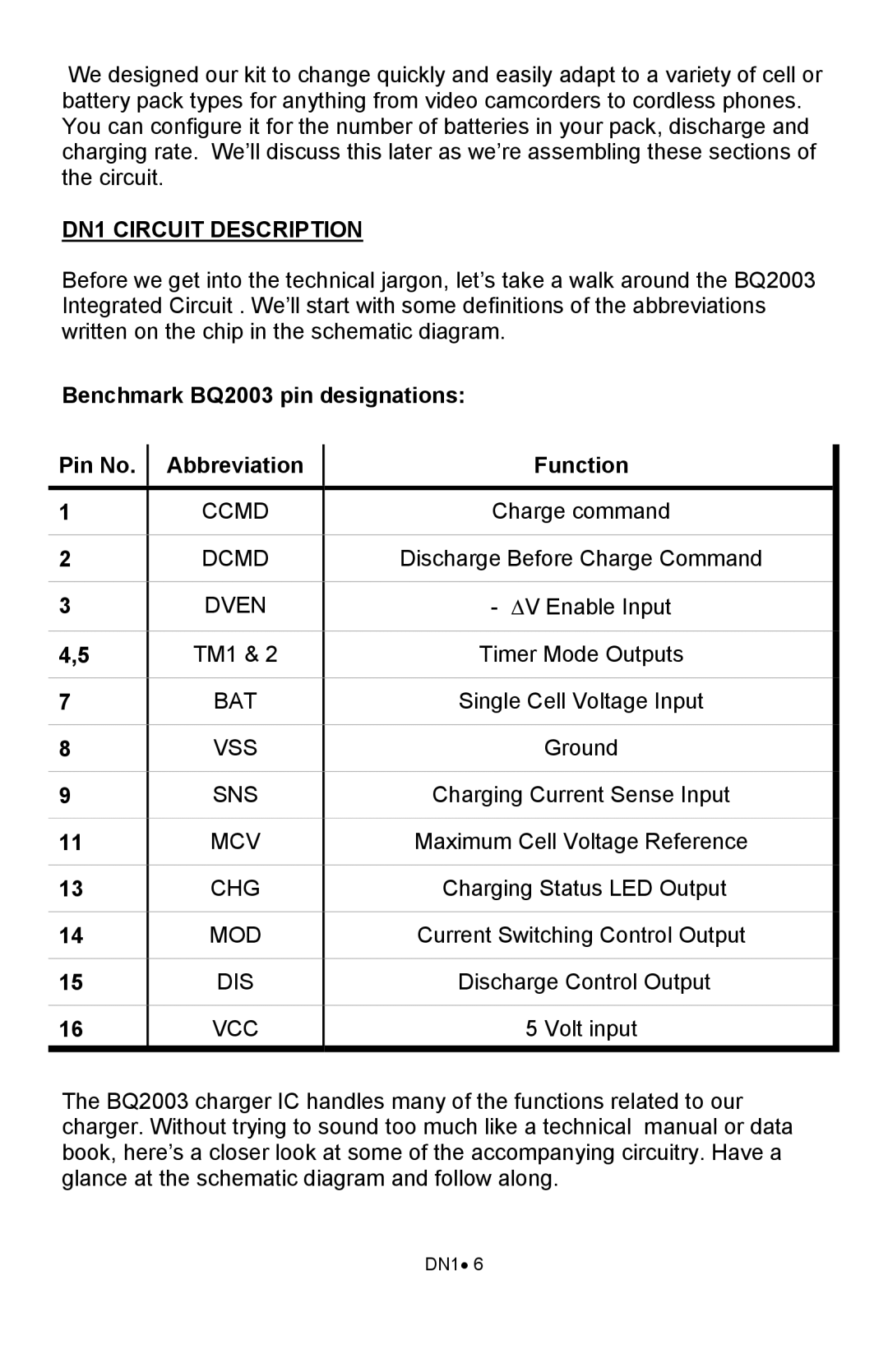 Ramsey Electronics manual DN1 Circuit Description 