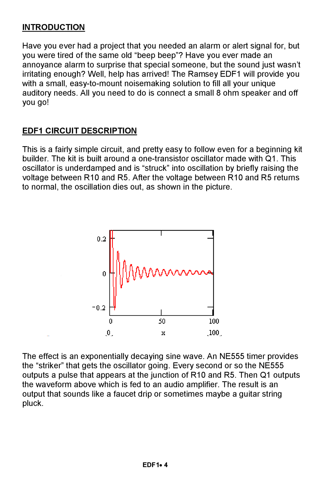 Ramsey Electronics Electronic Dripping Faucet manual Introduction, EDF1 Circuit Description 