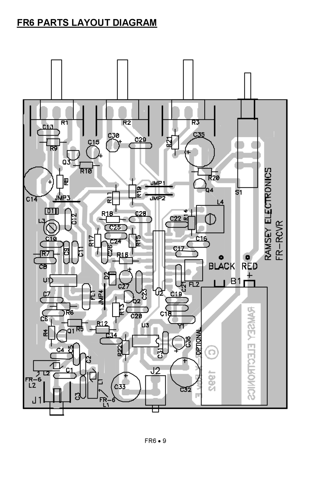 Ramsey Electronics manual FR6 Parts Layout Diagram 