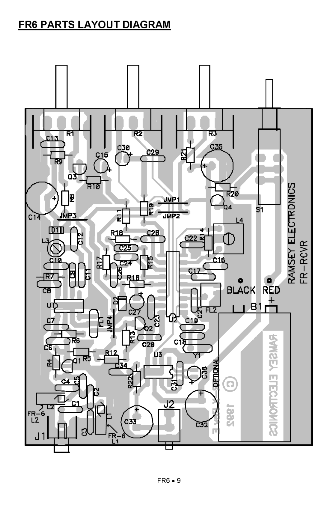 Ramsey Electronics manual FR6 PARTS LAYOUT DIAGRAM 