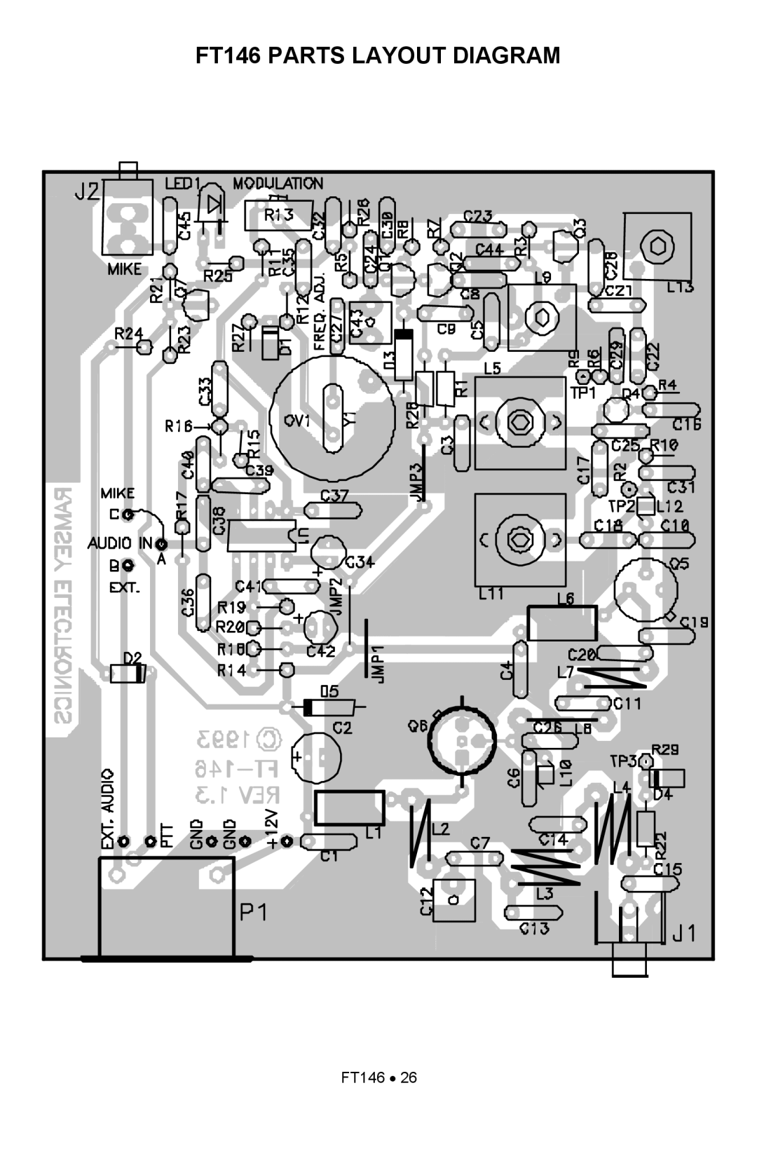 Ramsey Electronics manual FT146 Parts Layout Diagram 