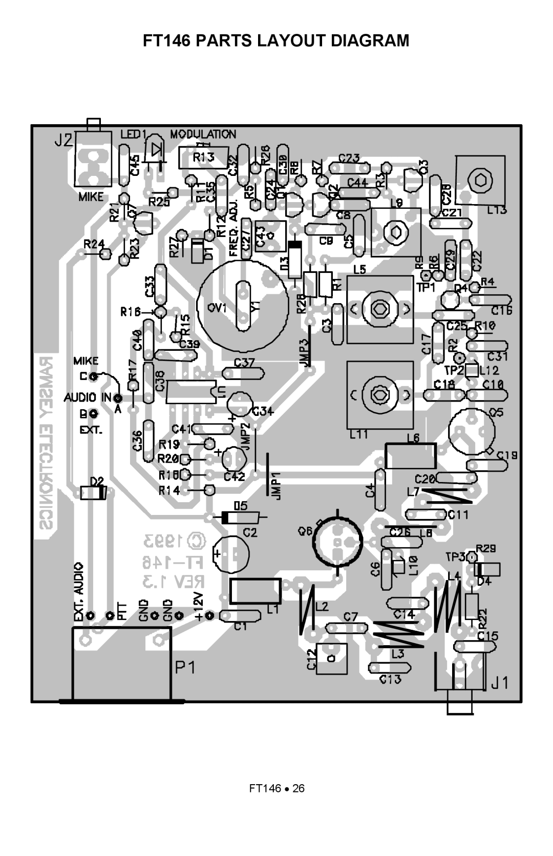 Ramsey Electronics manual FT146 PARTS LAYOUT DIAGRAM 