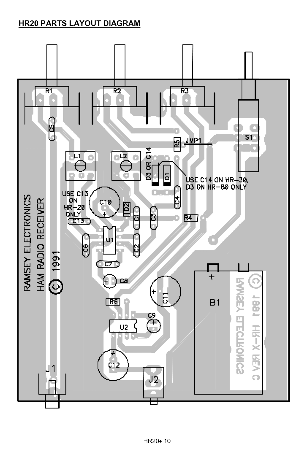 Ramsey Electronics manual HR20 Parts Layout Diagram 