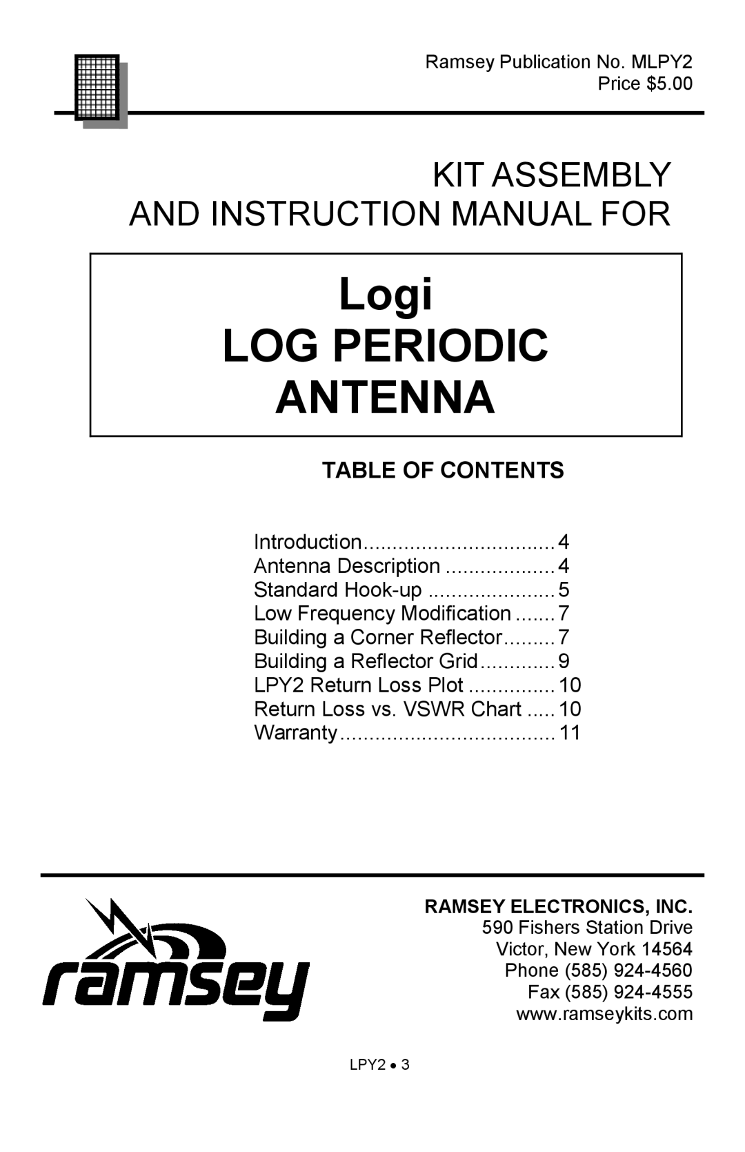 Ramsey Electronics LPY2 manual LOG Periodic Antenna 