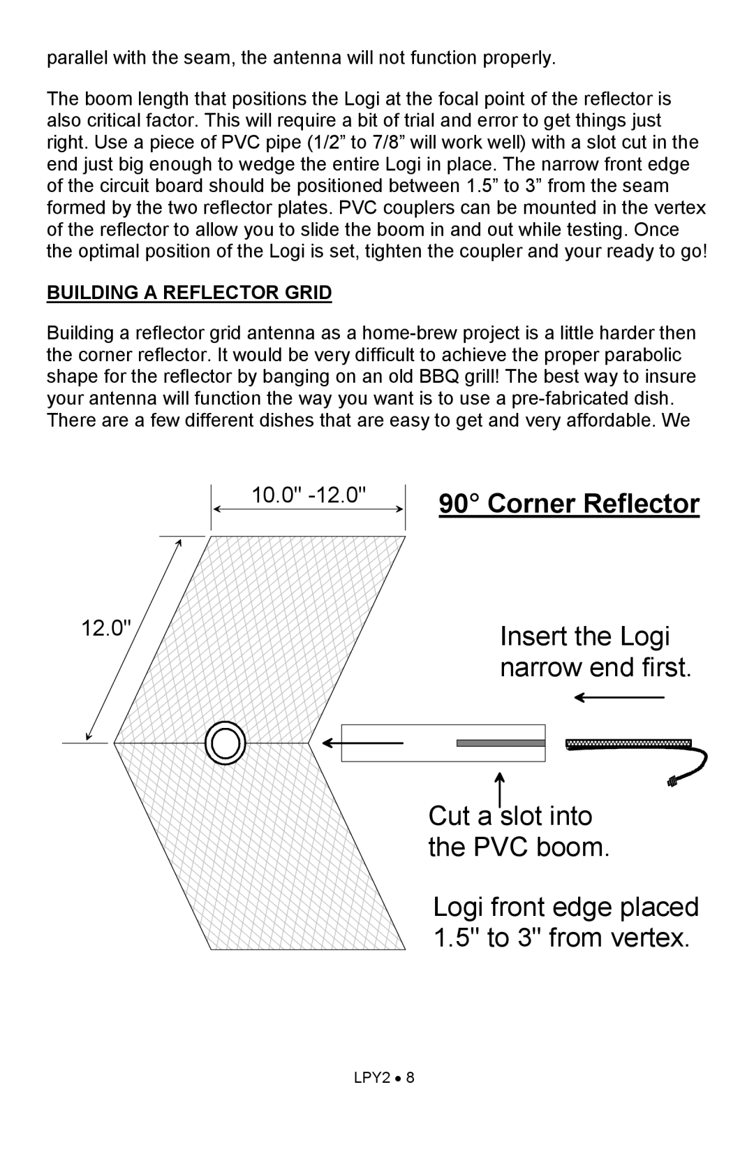 Ramsey Electronics LPY915 manual Cut a slot into the PVC boom, Building a Reflector Grid 