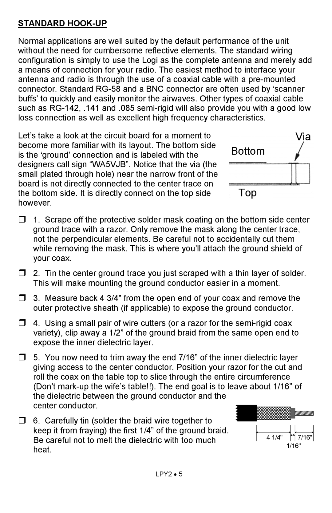 Ramsey Electronics LPY915 manual Via Bottom Top, Standard Hook-Up 