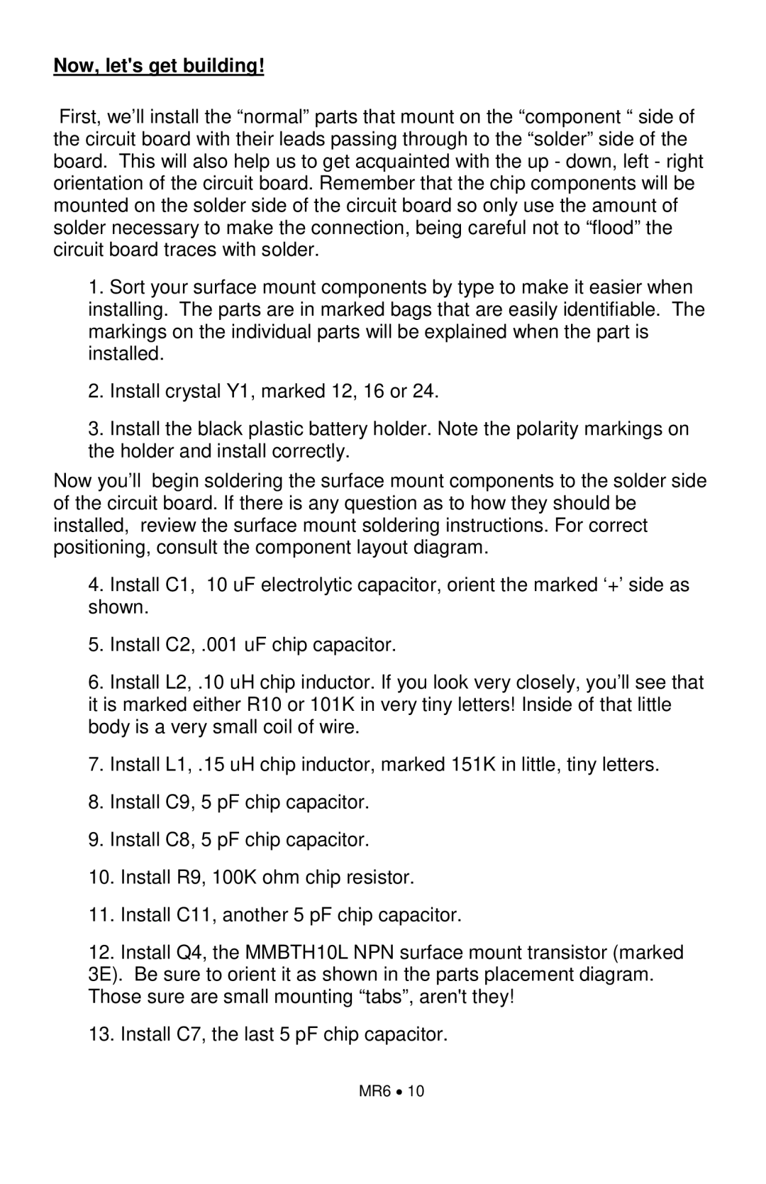 Ramsey Electronics MR6 manual Now, lets get building 