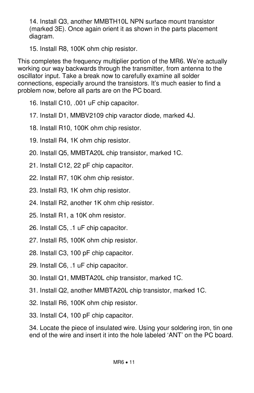 Ramsey Electronics MR6 manual 