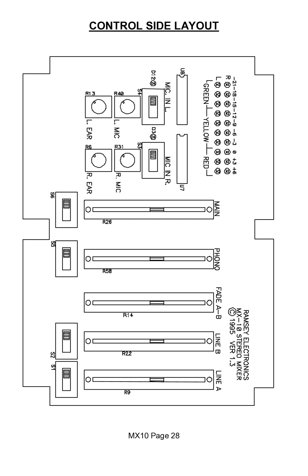 Ramsey Electronics MX10 manual Control Side Layout 