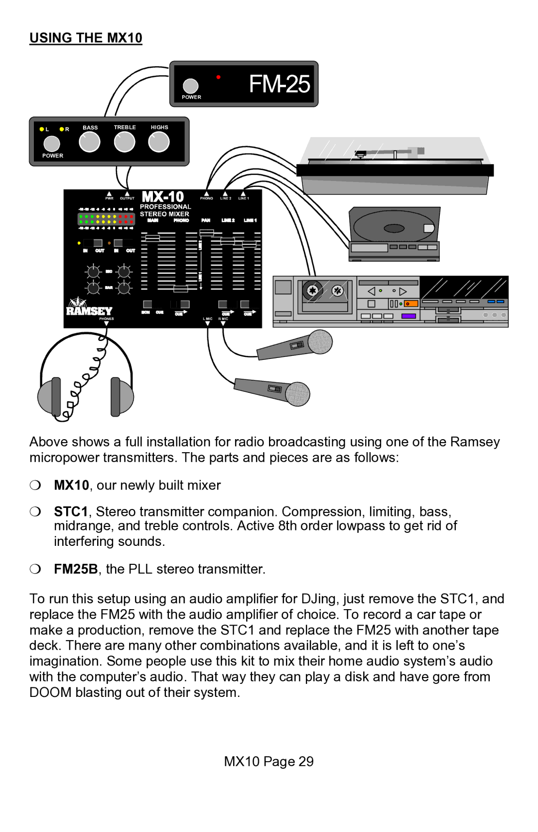 Ramsey Electronics manual FM-25, Using the MX10 