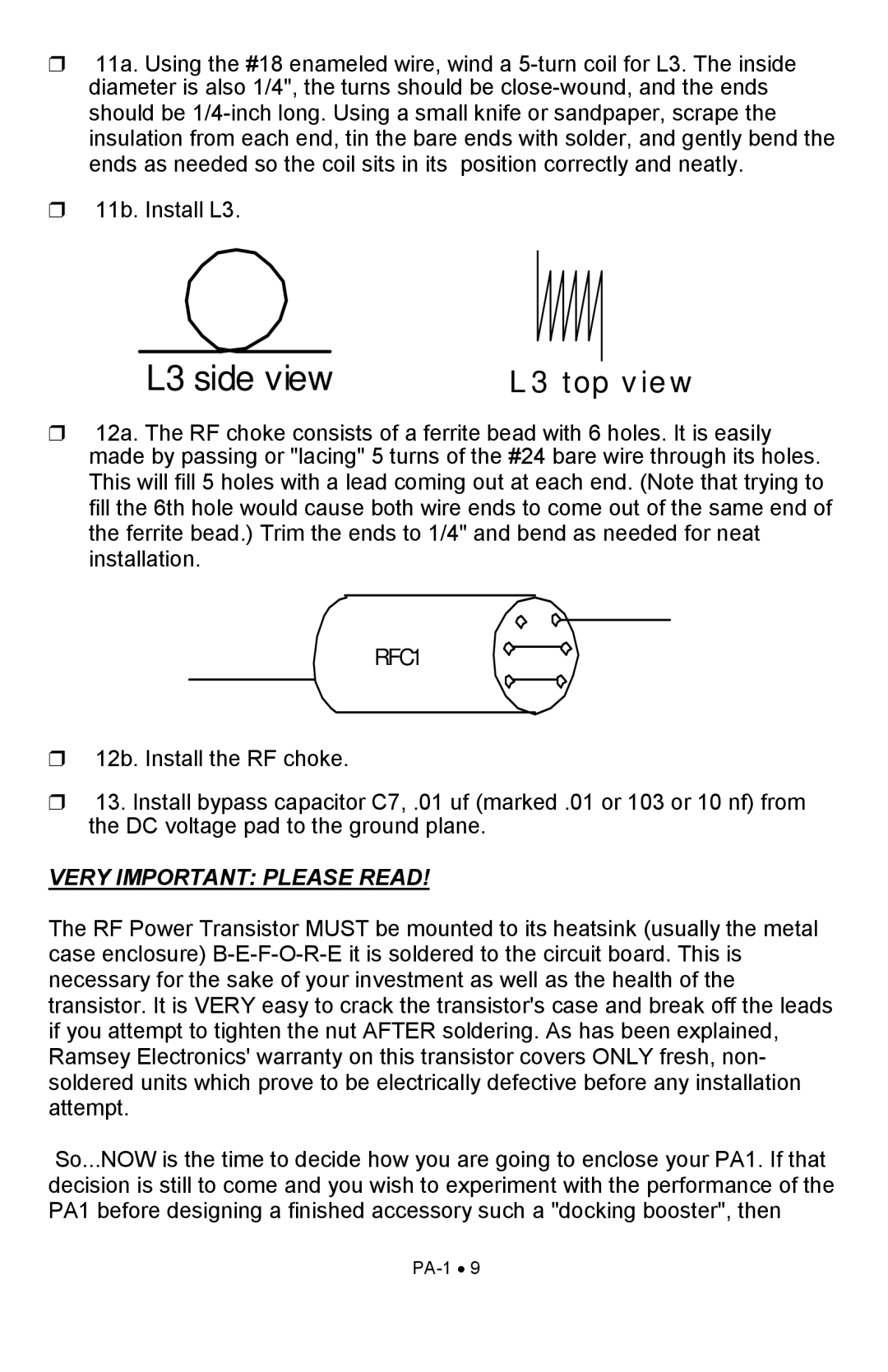 Ramsey Electronics PA1 manual L3 side view 