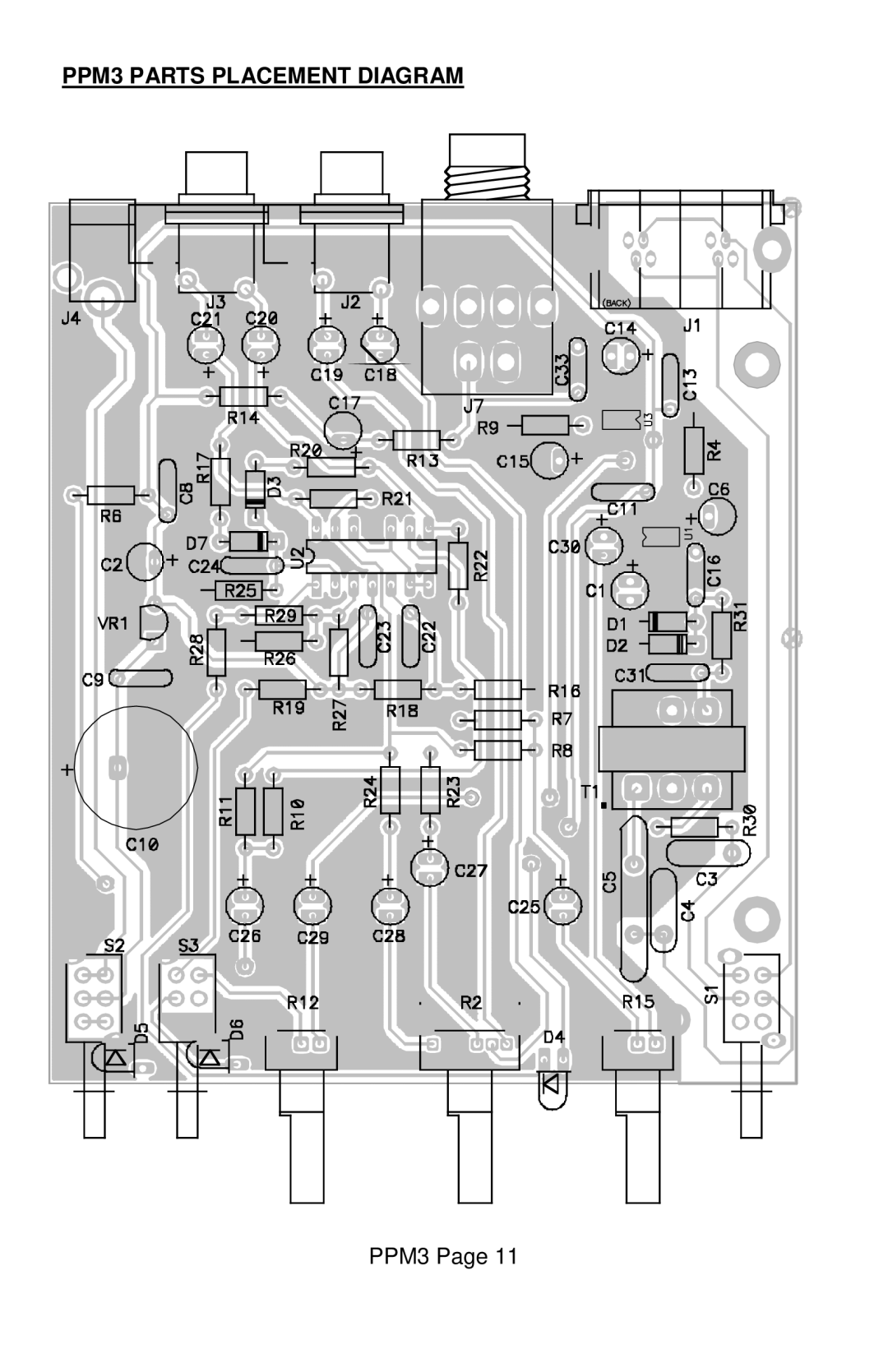 Ramsey Electronics manual PPM3 Parts Placement Diagram 