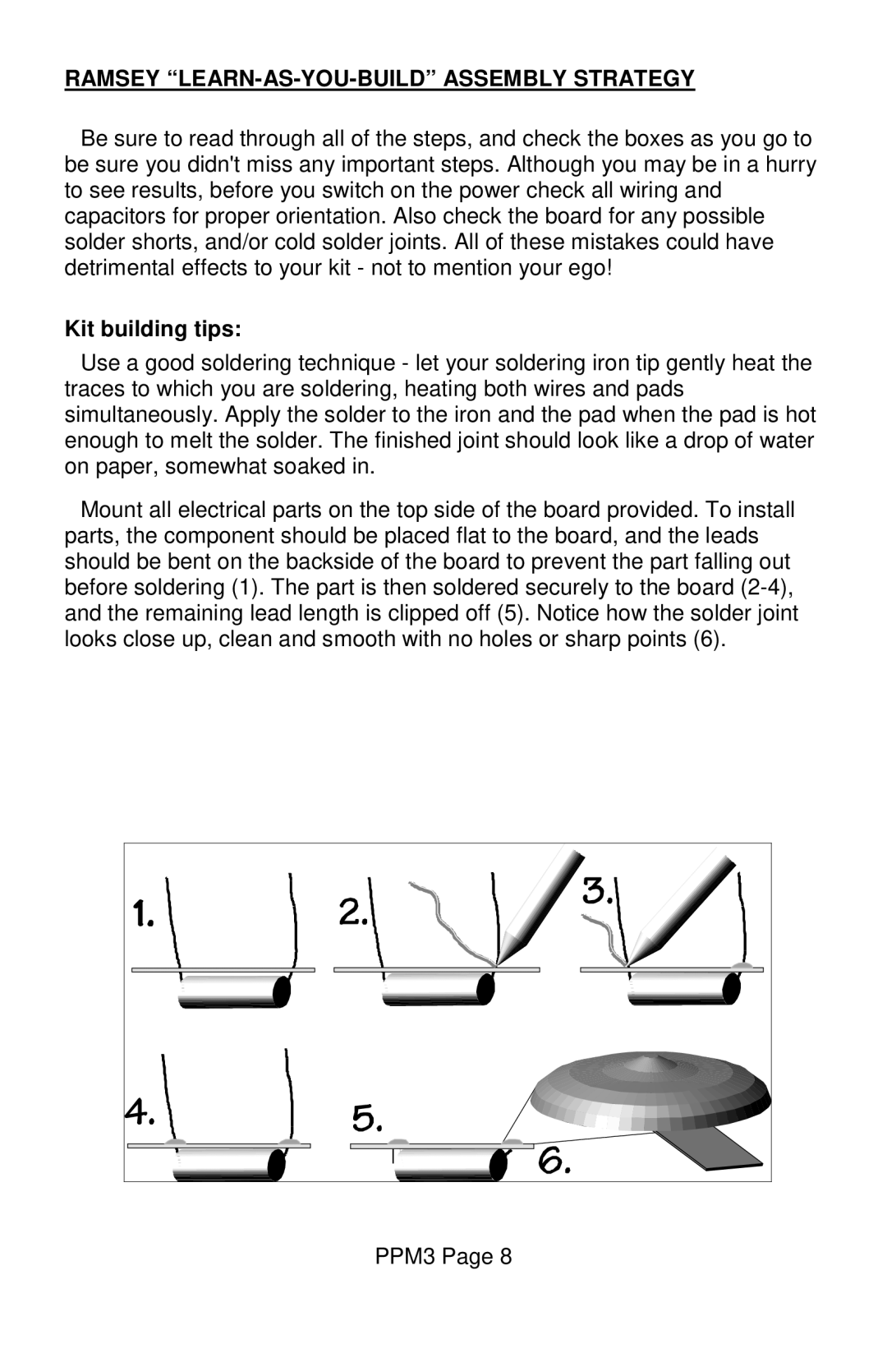 Ramsey Electronics PPM3 manual Ramsey LEARN-AS-YOU-BUILD Assembly Strategy, Kit building tips 