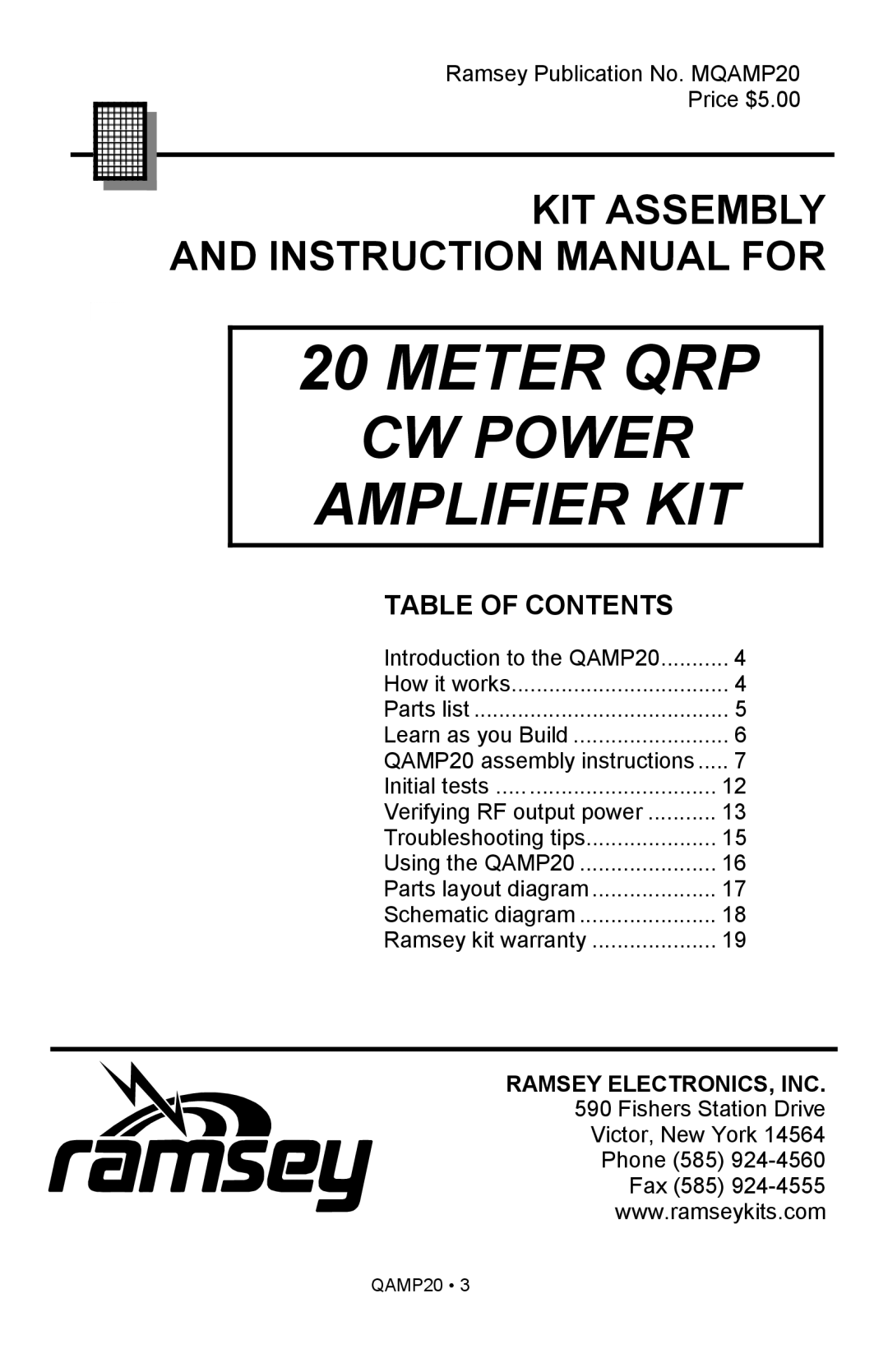 Ramsey Electronics QAMP20 manual Meter QRP 