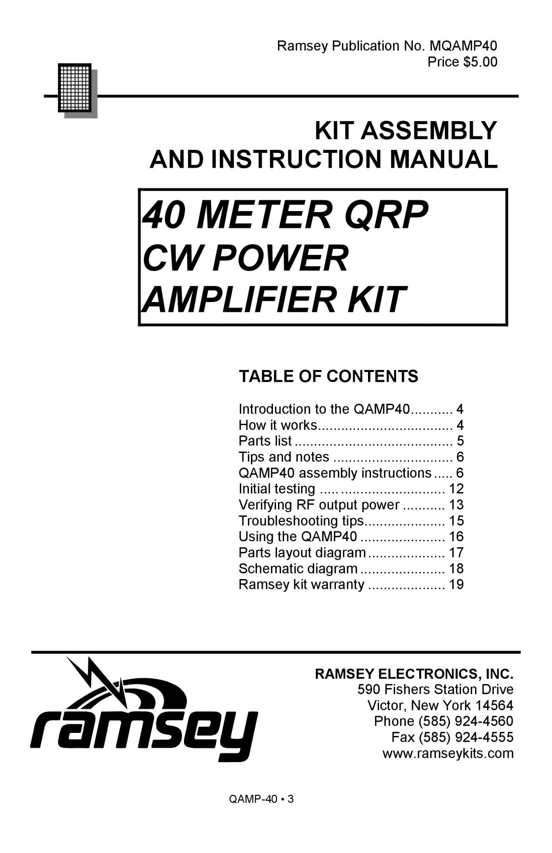 Ramsey Electronics QAMP40 manual Meter QRP 