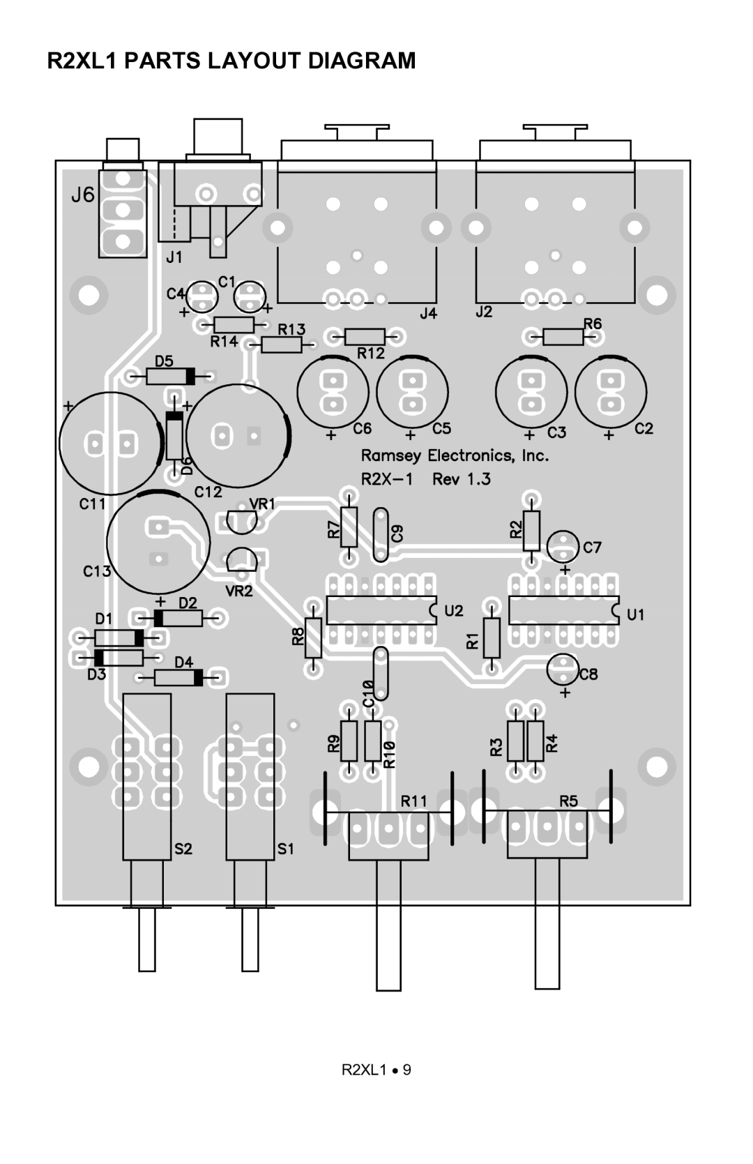 Ramsey Electronics manual R2XL1 Parts Layout Diagram 