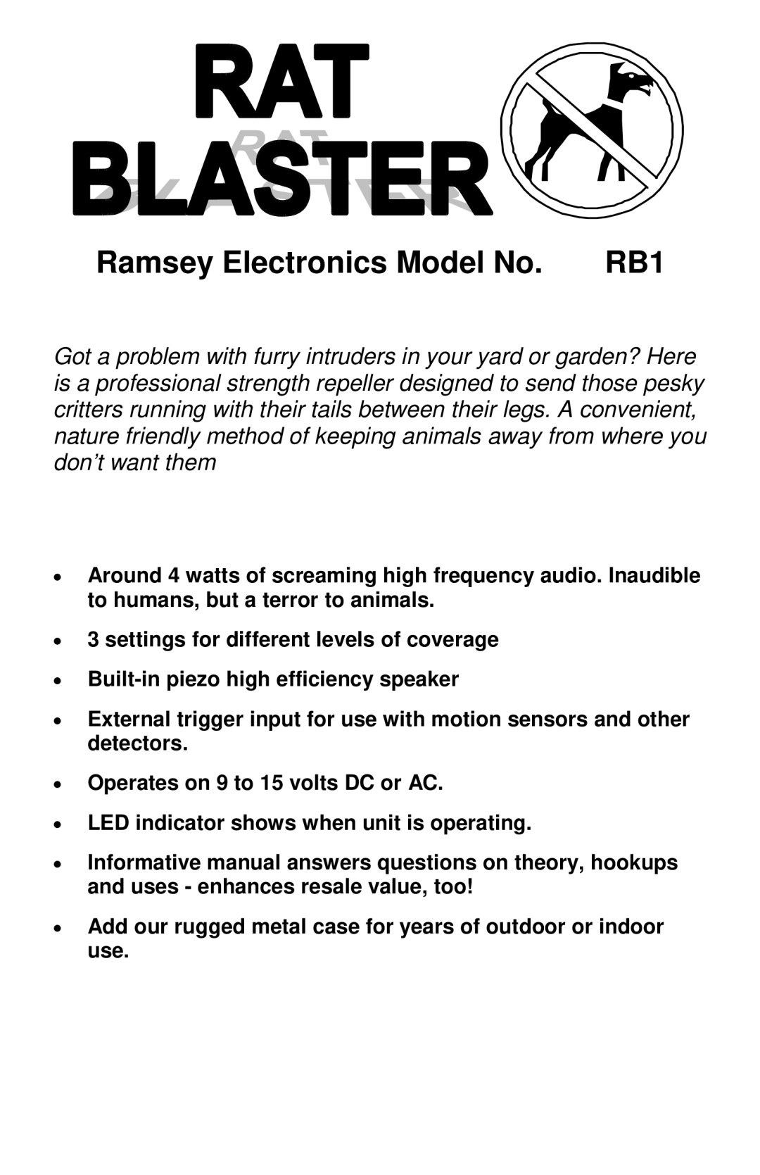 Ramsey Electronics RB1 manual 