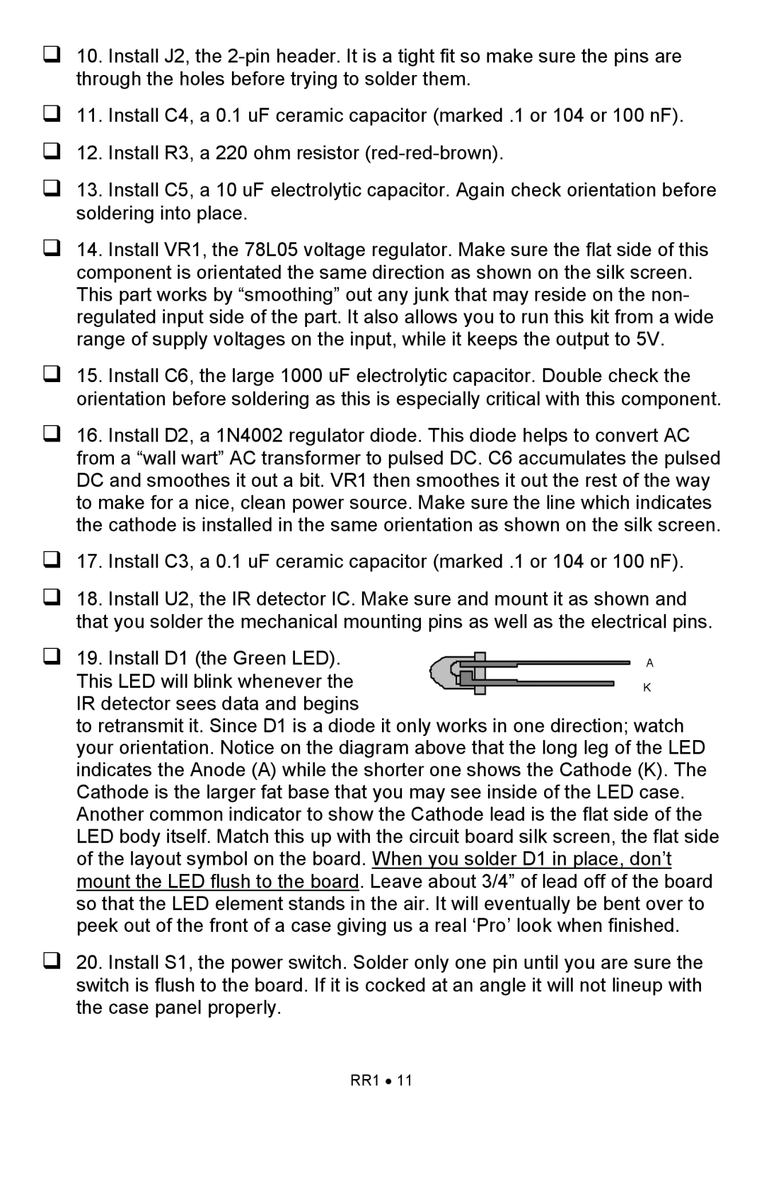 Ramsey Electronics RR1 manual 