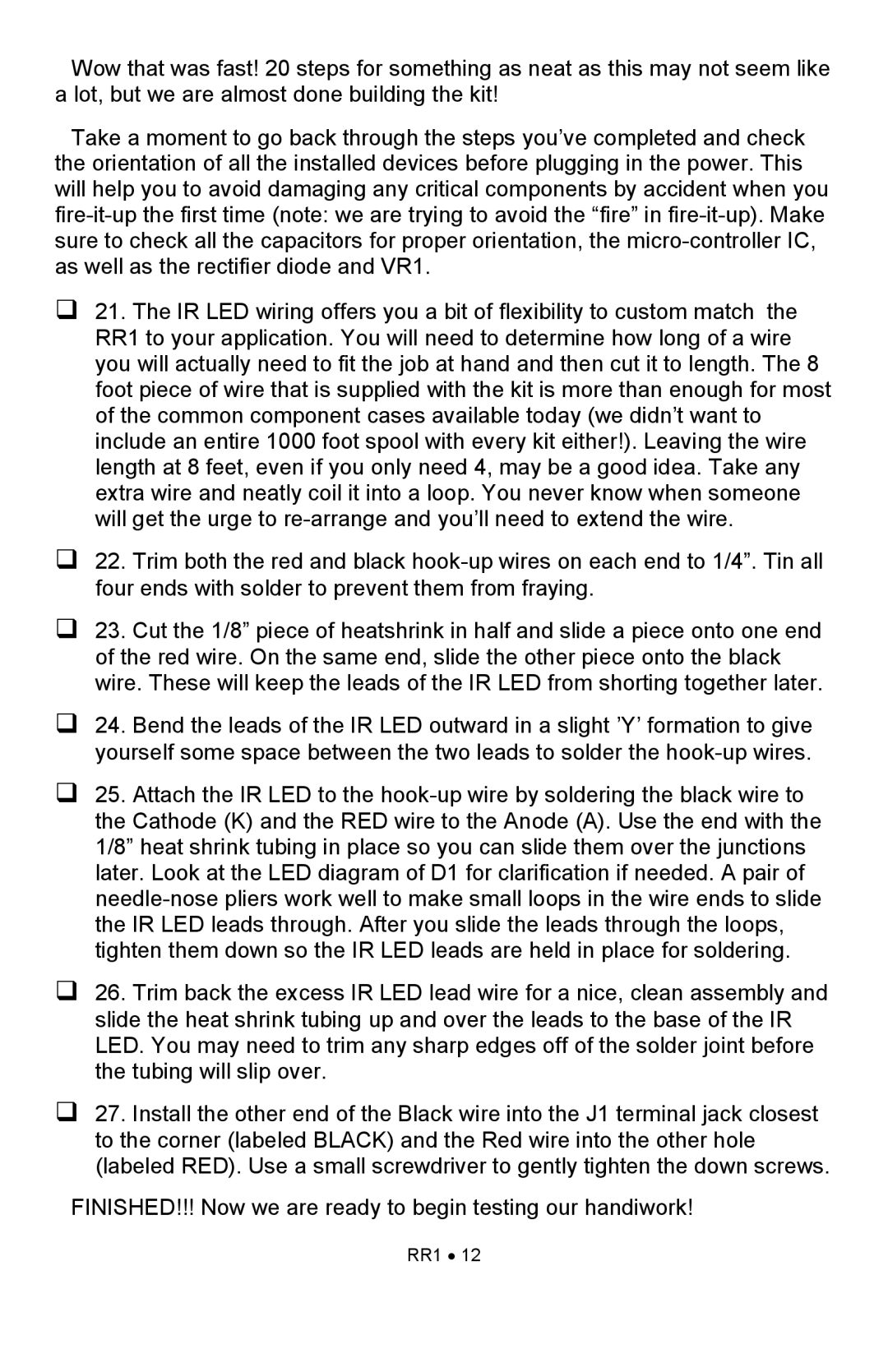 Ramsey Electronics RR1 manual 