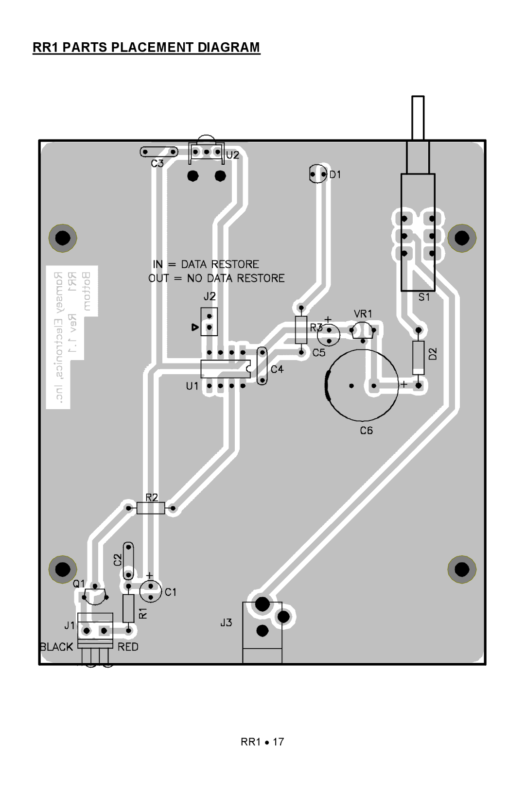 Ramsey Electronics manual RR1 Parts Placement Diagram 