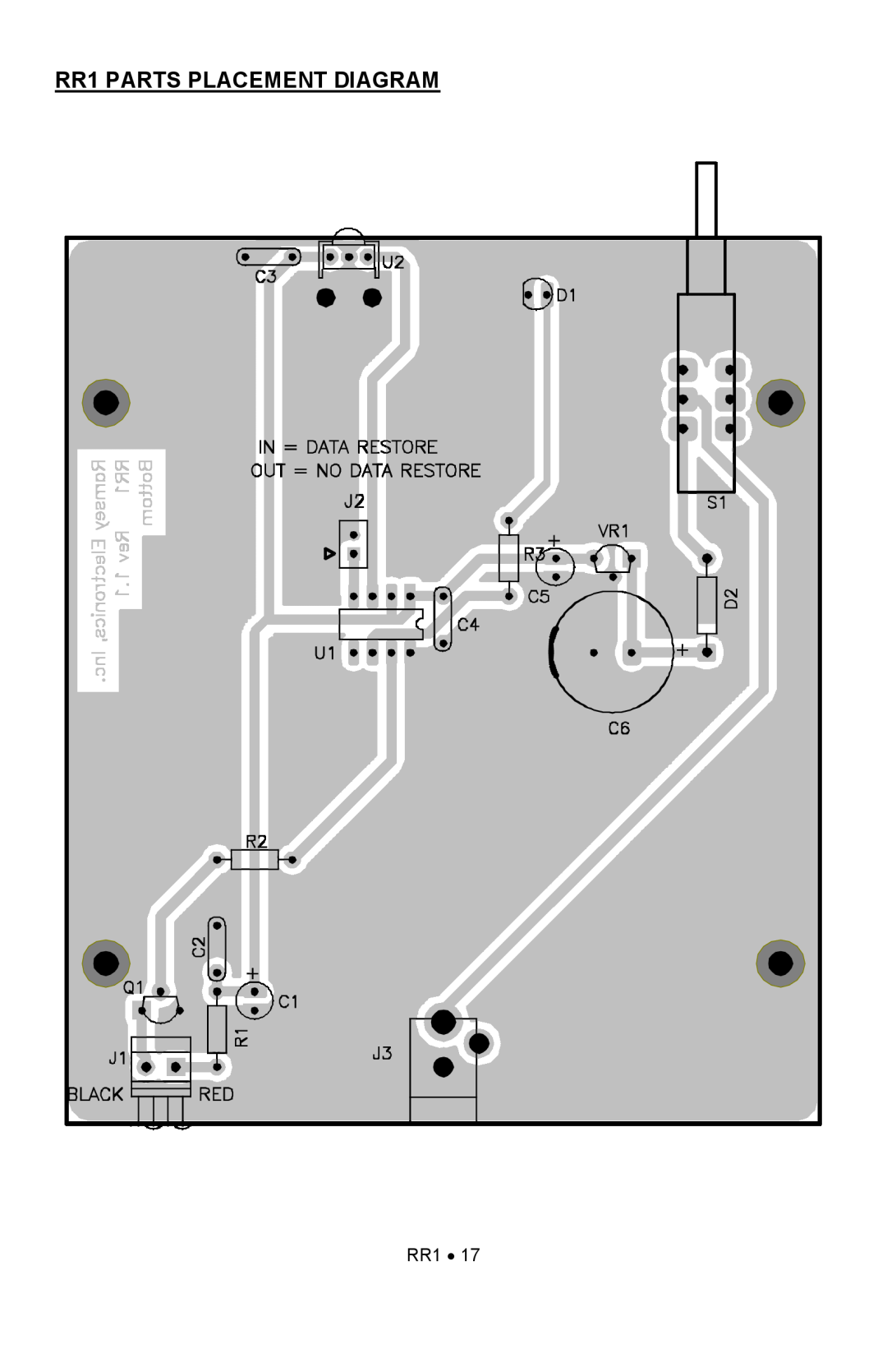 Ramsey Electronics manual RR1 PARTS PLACEMENT DIAGRAM 