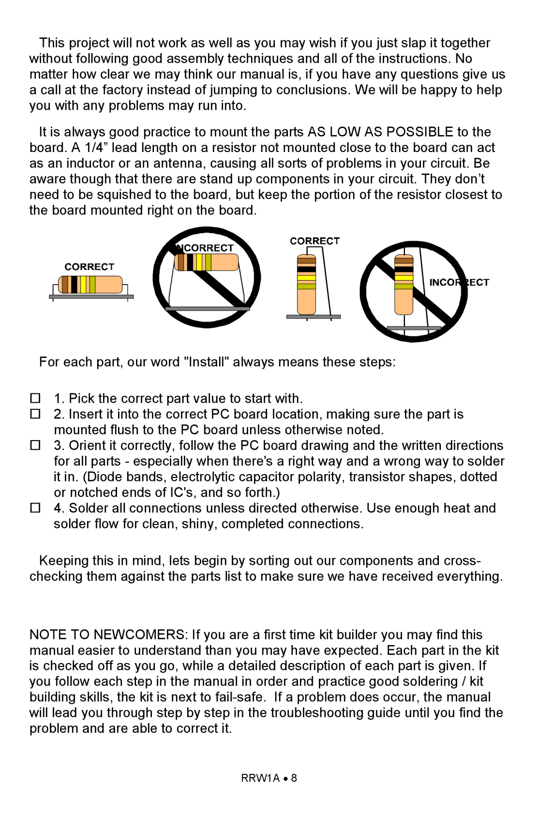 Ramsey Electronics RRW1A manual 