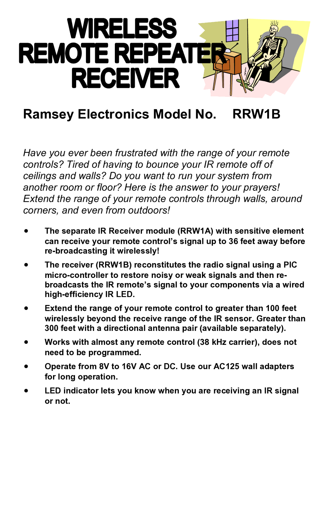 Ramsey Electronics rrw1b manual Ramsey Electronics Model No. RRW1B 