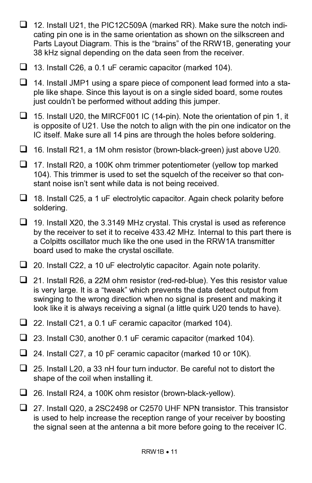 Ramsey Electronics rrw1b manual RRW1B 