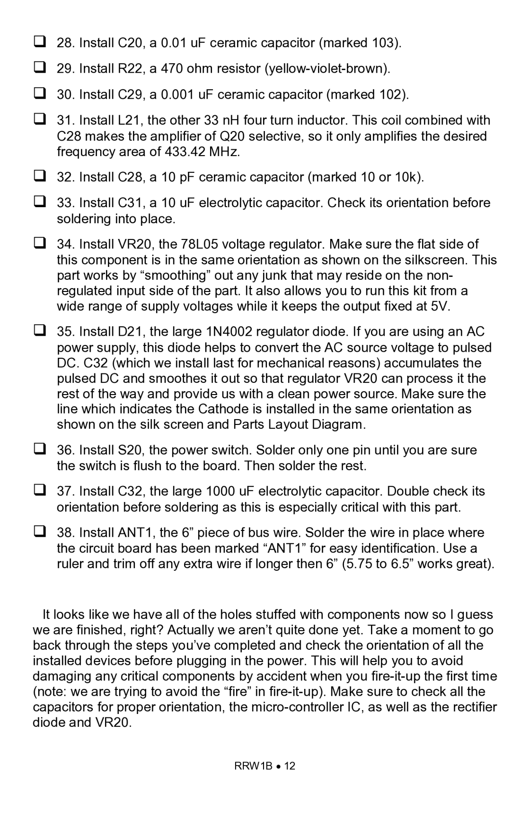 Ramsey Electronics rrw1b manual RRW1B 