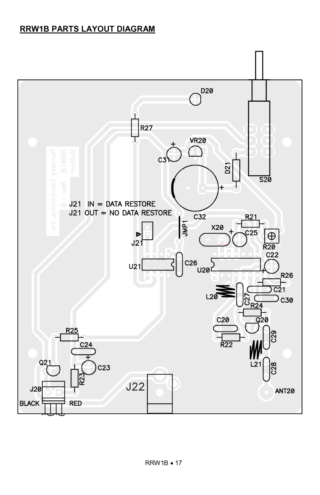 Ramsey Electronics rrw1b manual RRW1B Parts Layout Diagram 