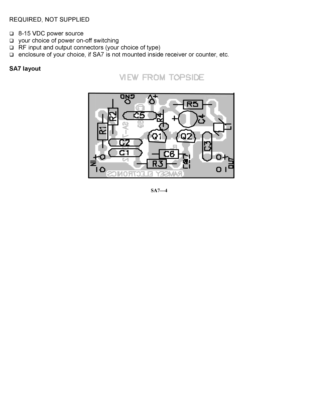 Ramsey Electronics manual SA7 layout 