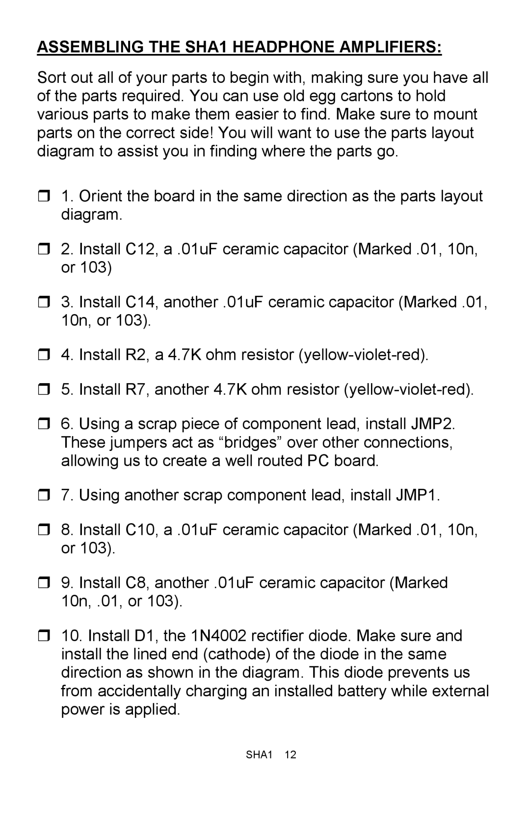 Ramsey Electronics manual Assembling the SHA1 Headphone Amplifiers 