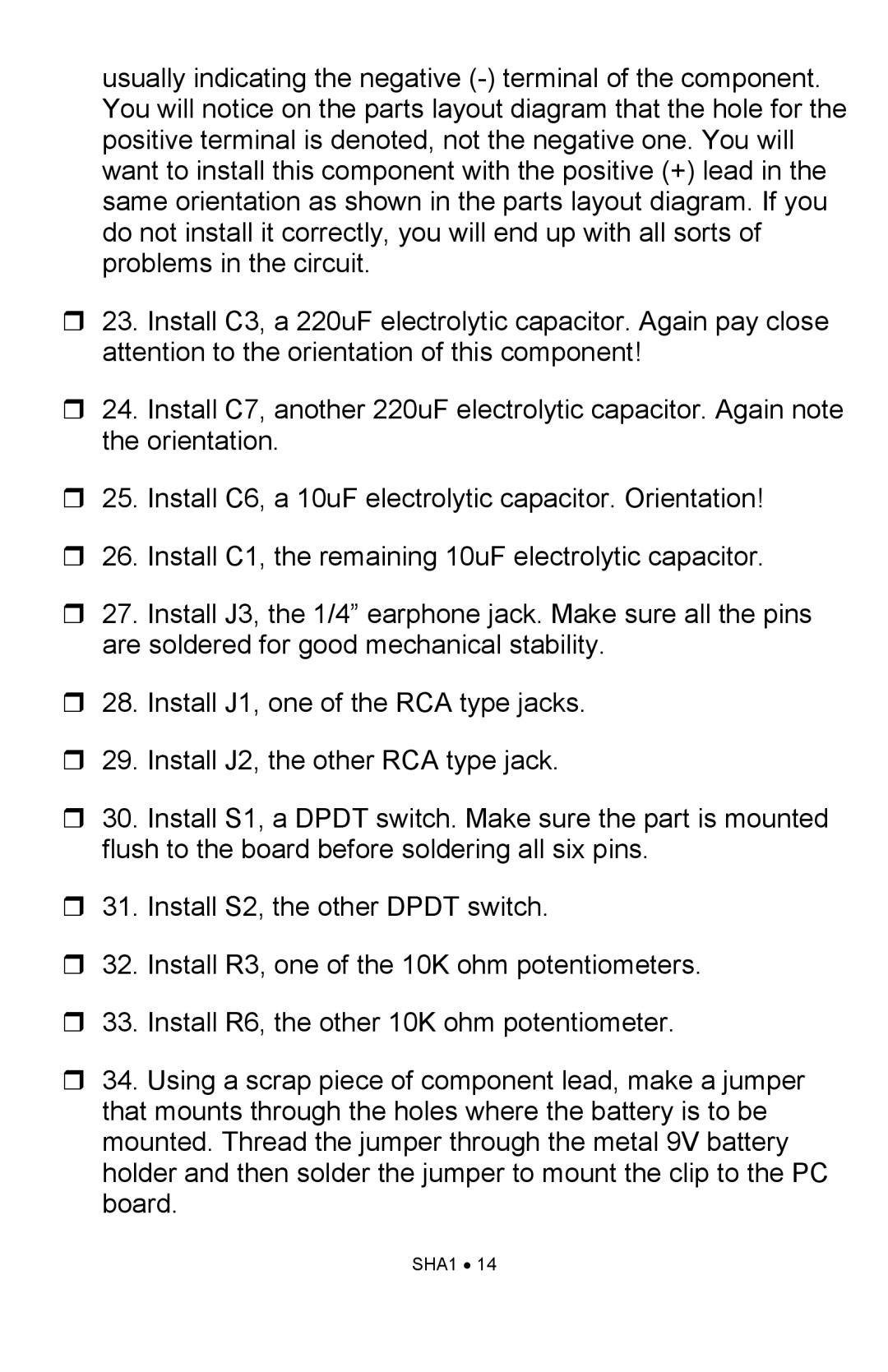 Ramsey Electronics SHA1 manual 