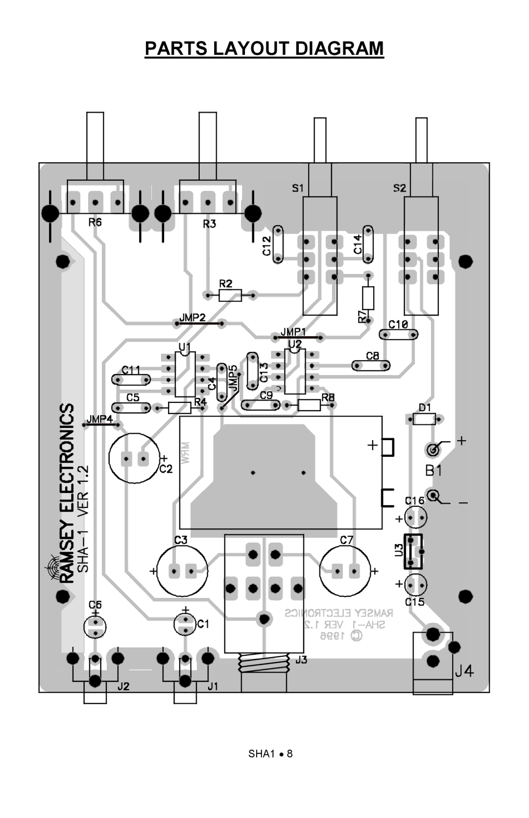 Ramsey Electronics SHA1 manual Parts Layout Diagram 