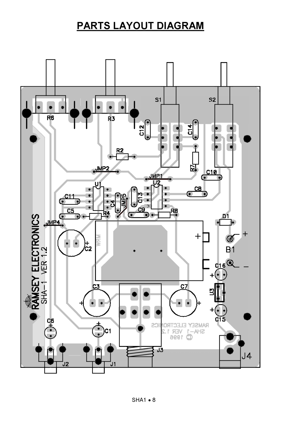 Ramsey Electronics SHA1 manual Parts Layout Diagram 