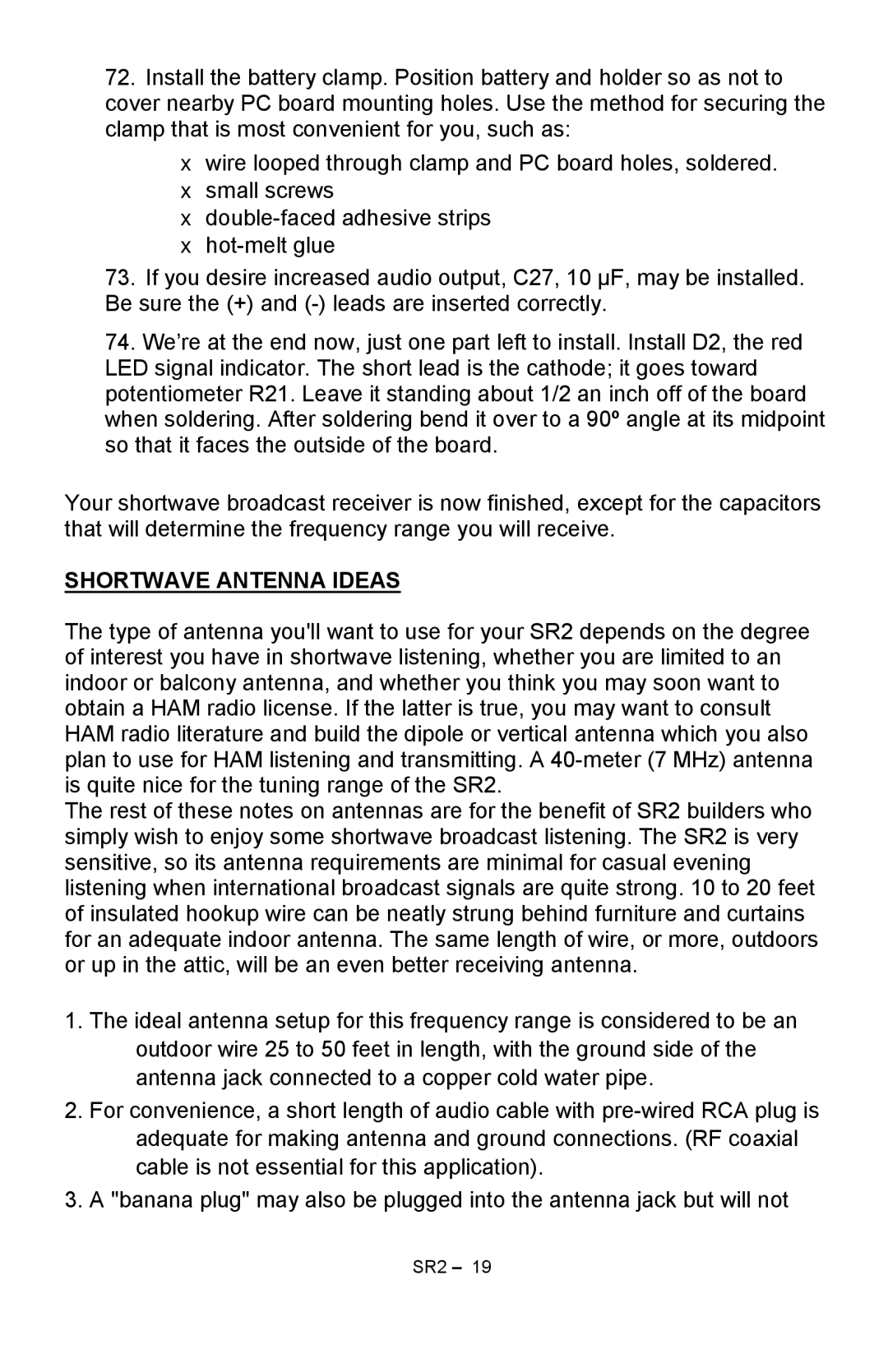 Ramsey Electronics SR2 manual Shortwave Antenna Ideas 