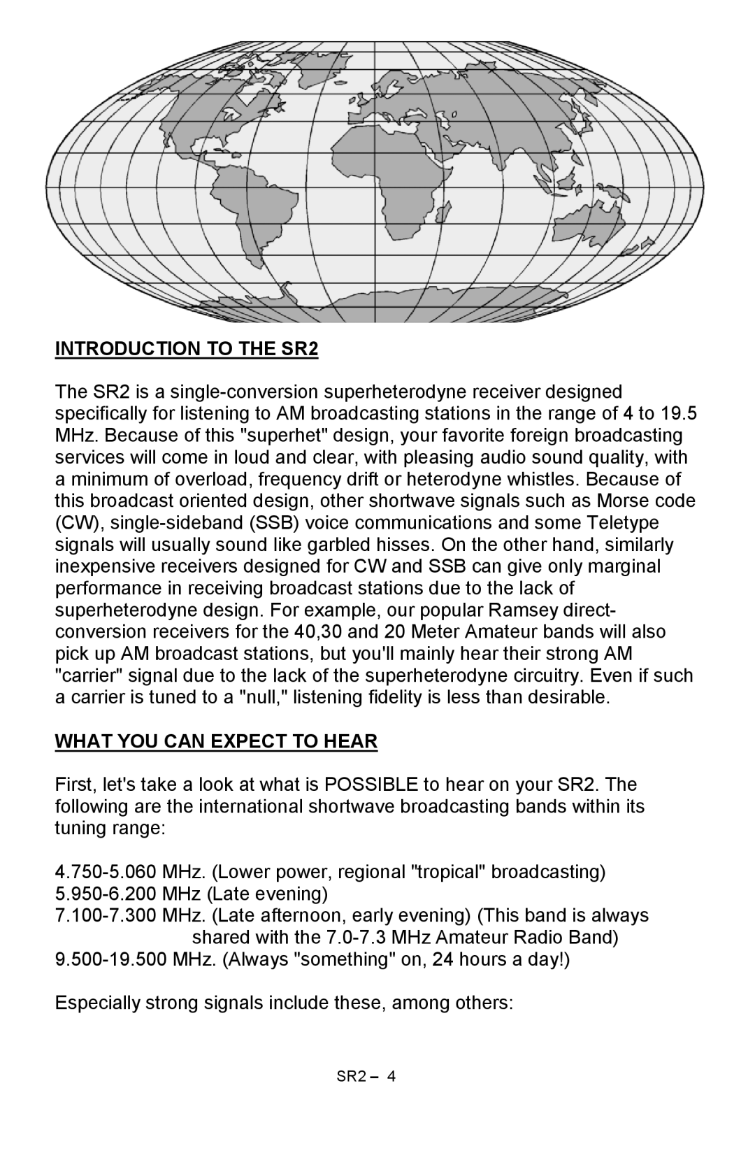 Ramsey Electronics manual Introduction to the SR2, What YOU can Expect to Hear 