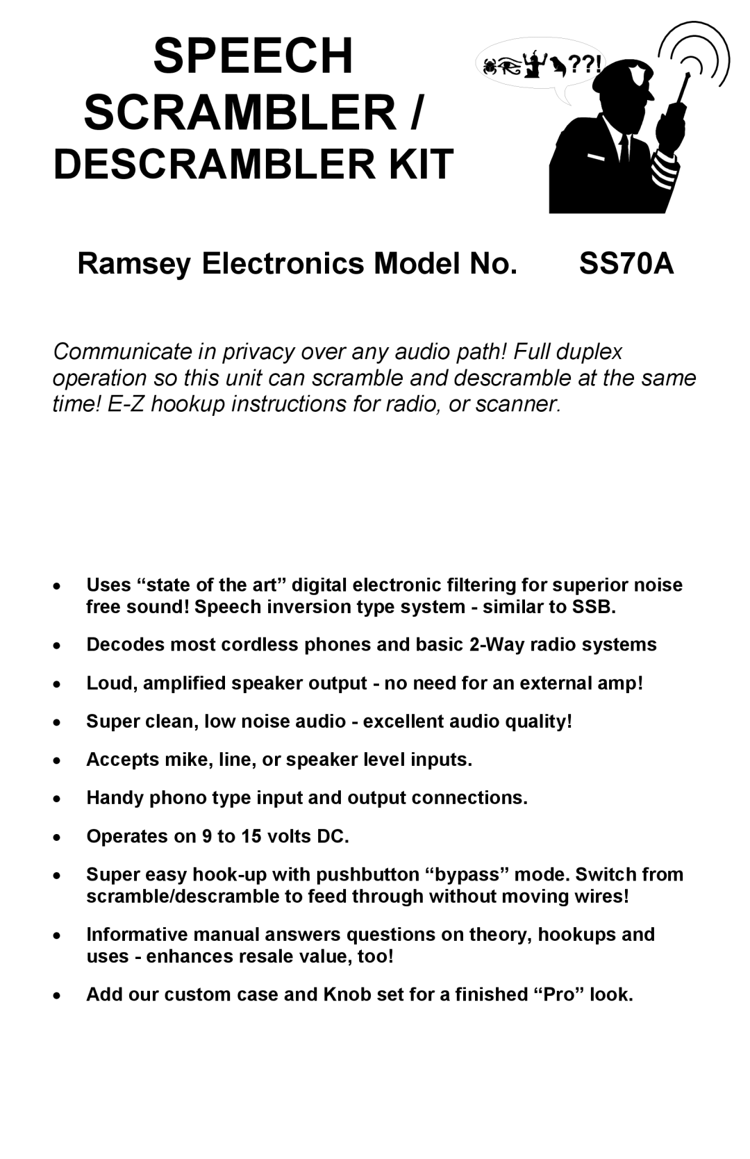 Ramsey Electronics SS70A manual Speech Scrambler 