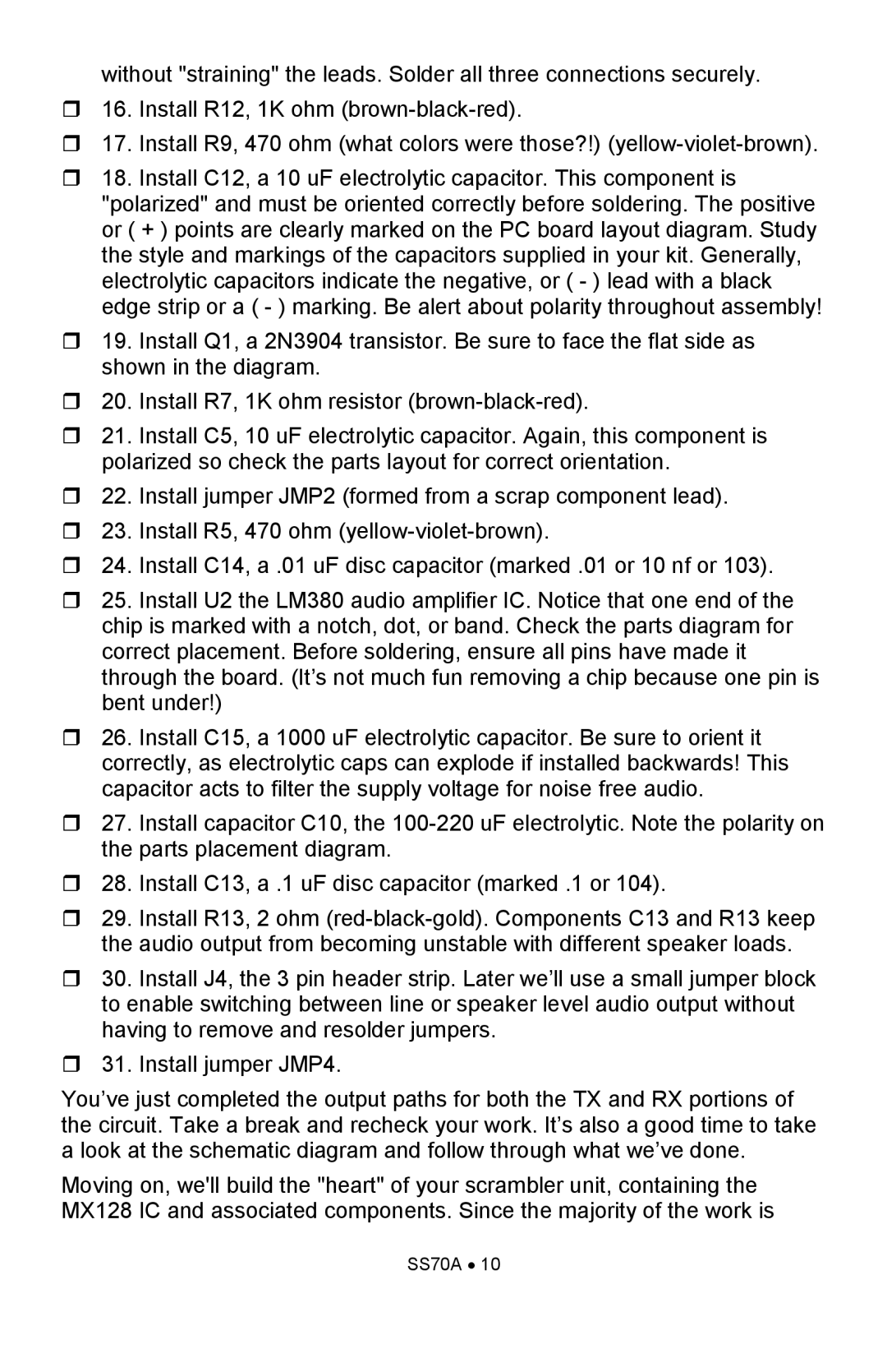 Ramsey Electronics SS70A manual 