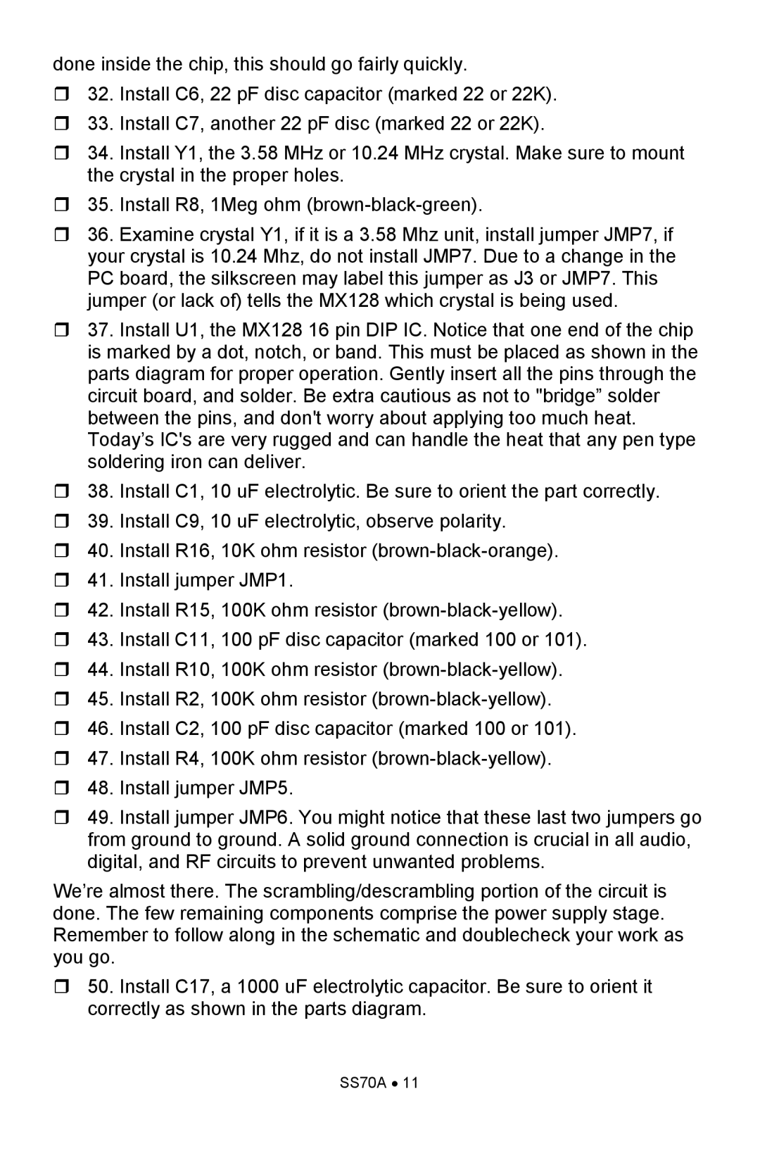 Ramsey Electronics SS70A manual 